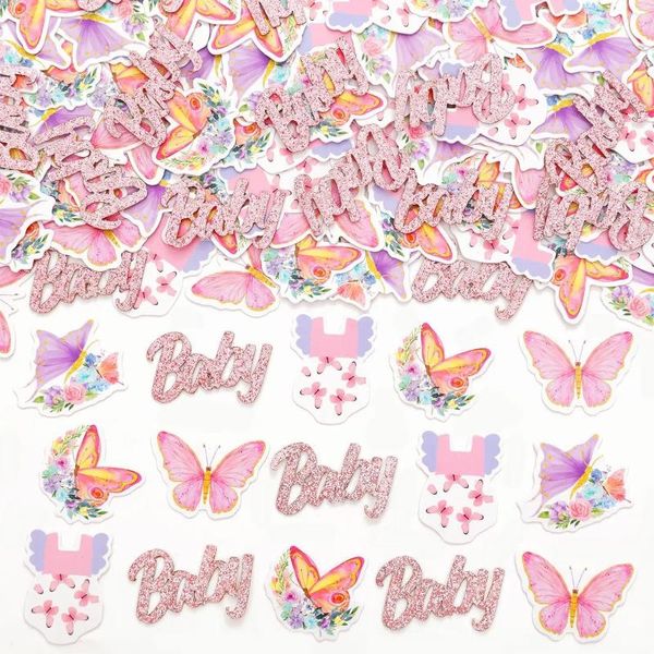 Decoração de festa 200pcs Butterfly Baby Shower Confetti for Girl Double Lides Printing Paper Scatter Table Decor