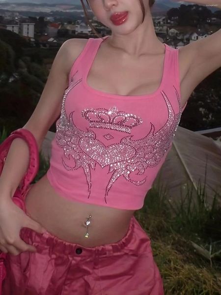 Tanques femininos femininos Moda Y2K Streetwear Clube de festas rosa Tanques de colheita Camis 2024 Roupas de verão Itens por atacado para negócios