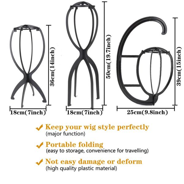 1PC Plástico colorido Plástico Stand portátil Cabeça de peruca dobrável Puss