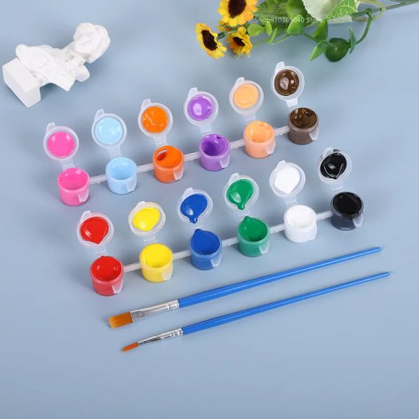 12 colori vernice acrilica impermeabile con pennello Striscia portatile per bambini Graffiti Graffiti Intonaco fai -da -te/Vernice da colorare in ceramica