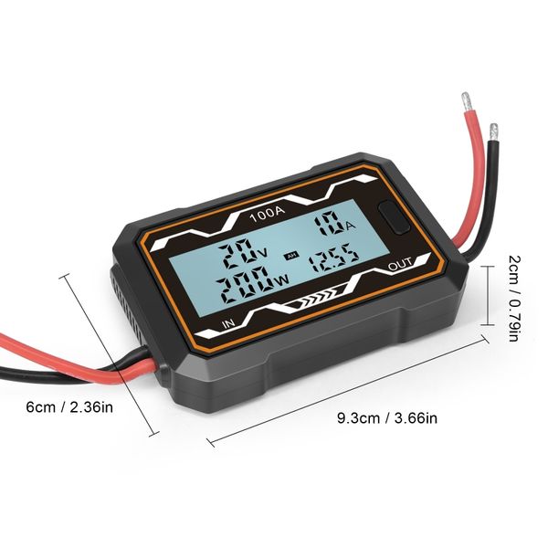 Portblae Watt Meter Power Analyzer 100A für DC Digital LCD -Bildschirm für die Spannung Cu