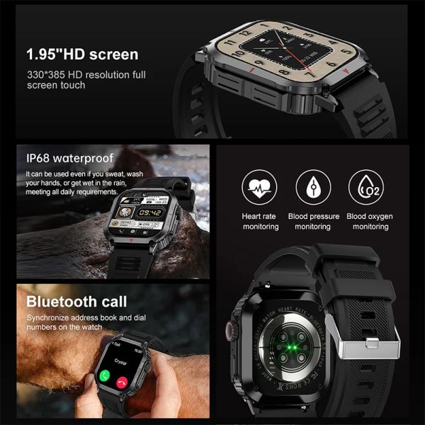 2024 NUOVI GPS Sport Smart Watch Men per Android IOS NFC HD Call IP68 IP68 Waterproof Military Outdoor Compass HD Bt Calling Smartwatch