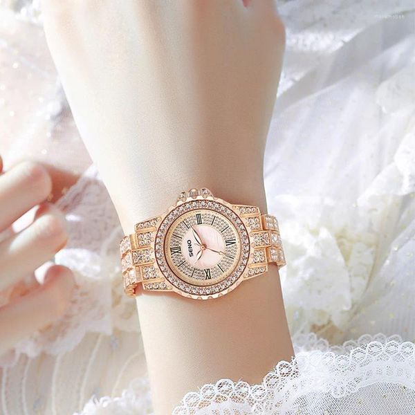 Orologi da polso orologio con intarsio diamante impermeabile a luce luminosa da donna luminosa cielo stellato