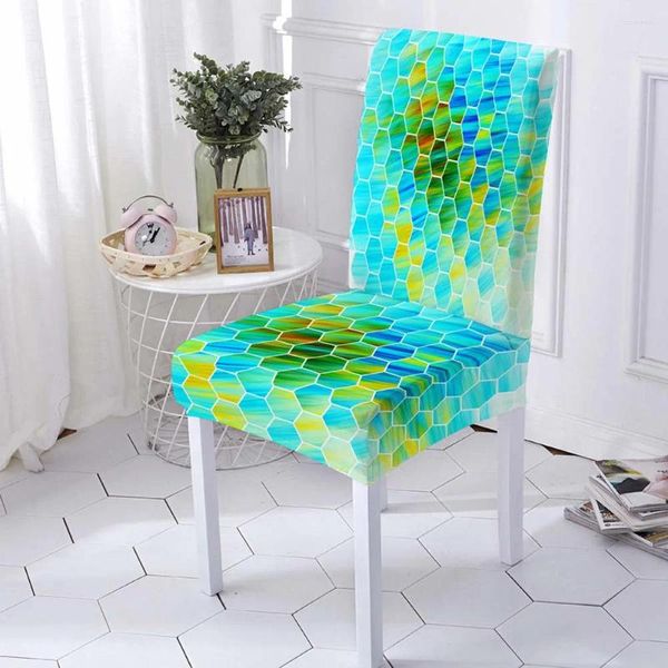 Крышка стула Abstract Geometric Pattern Cover Elastic Spandex Сиденье сиденье с высокой спинкой Dust -Prolection Slipcover Home Decorgeo