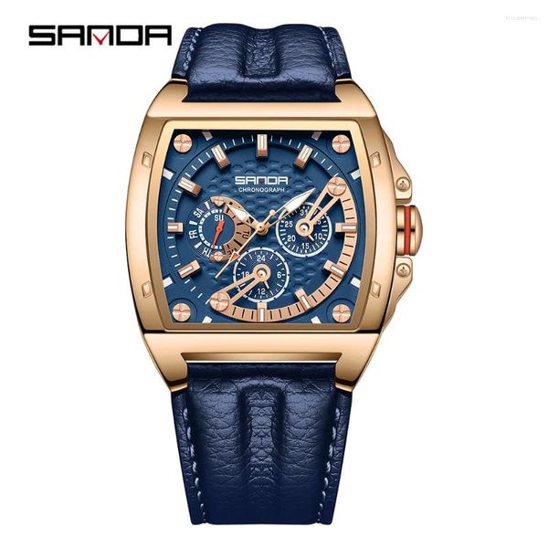 Нарученные часы Sanda 5308 Cool Fashion Quartz Защищенные часы водонепроницаемые секундомеры прямоугольник