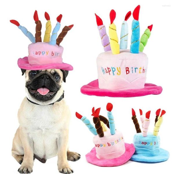 Capi di compleanno per gatti Abbigliamento per cani Candele regolabili Candele colorate Cappello da decorazione S/M Cucciolo Costume Costume Blu Posella rosa