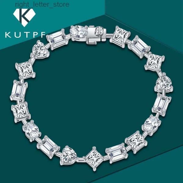 Pulseira irregular All Silica Diamond Bracelet feminina Princesa quadrada Jade Jade Cut Oval Diamond 925 Silver Bracelet YQ240409