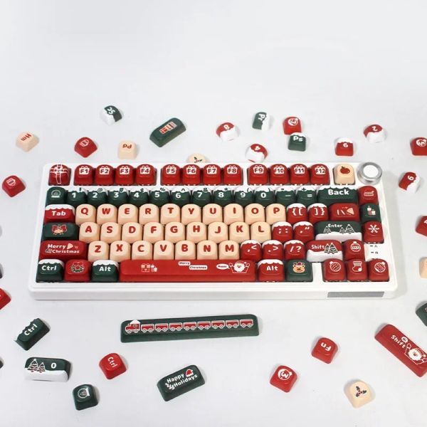 Accessoires Frohe Weihnachten Themenschlüsselkaps 130Keys Klasse MOA Höhe PBT Sublimation Mechanische Tastaturkappe für Office Gaming Keyboard DIY