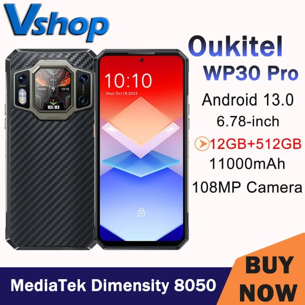 OUKITEL WP30 PRO Smartphone Rugged 12GB+ 512 GB 120W Android 13 Telefone celular 11000mAh 6,78 