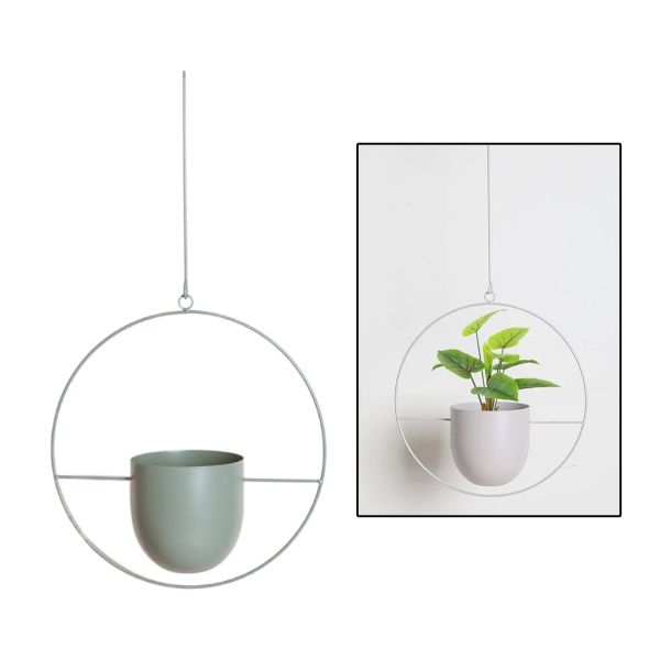 Parede de cabide de metal e teto pendurado em plantador moderno de vaso de flores plantador para decoração de casa interior externa