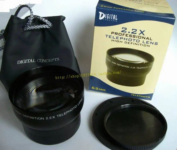 Acessórios 2.2x 62mm Telefoto Lens de 62 mm Greatificação para câmera digital Canon Nikon DSLR/SLR SLR