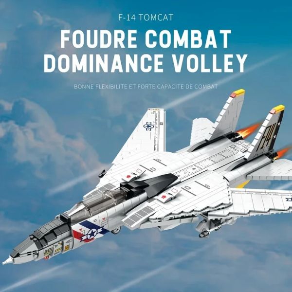 1600pcs Military Tomcat F14 Fighter Aircraft Building Building Building Moc Carrier Basefight Model Bricks Set Holiday Gifts Giocattoli per bambini Giochi per bambini