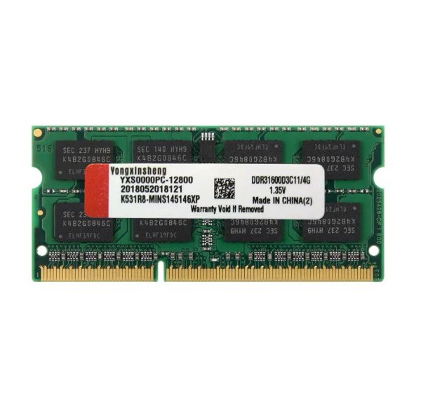Rams Yongxinsheng DDR3L RAM 4GB 8GB 1600 MHz SODIMM PC3L12800 Memoria per laptop 204 Pin 1.35 V Verde