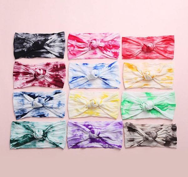 Baby Girls Regenbogen Krawattenfarbe Stirnbänder 2020 Neue weiche Sommer Nylon Stretch Knoten Haarbänder Kopfwicke für Kleinkinder Neugeborene Turban M2328697685
