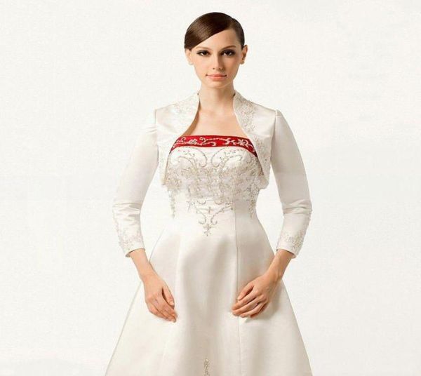 Neueste Vintage -Style -Hochzeitsjacke mit Stickerei Beoble 2016 34 Long Sleeve Bolero mit Stading -Kragen Custom MADE MADE MADE MAD