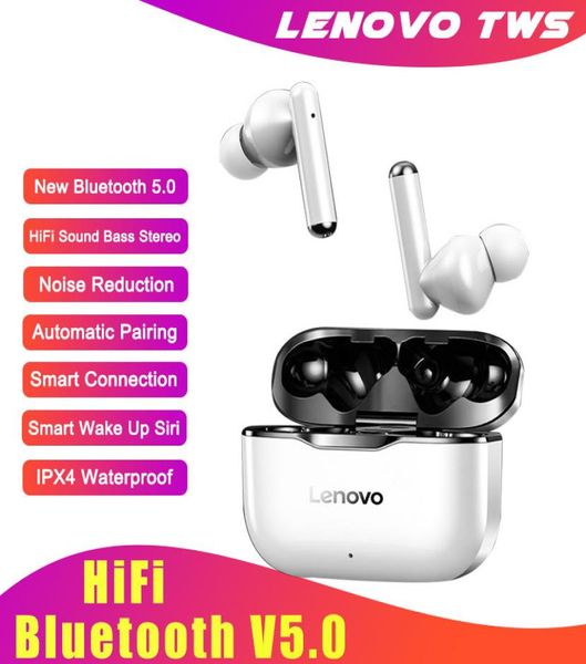 Autêntico Lenovo LP1 TWS Earbuds Wireless Bluetooth 50 Fones de ouvido Cancelamento de ruído com Microfone Touch Control Auto Connect HE7867954