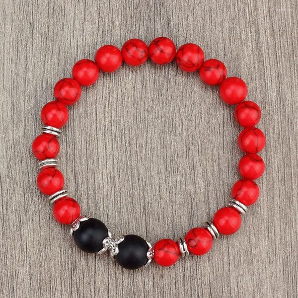 Strand Men Miços Vermelho Bracelets de oração Moda 8mm Meditação de pedra natural de ioga Bulbões de pulsação feminina Presentes de joias de pulso