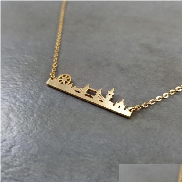 Anhänger Halskette London Bridge Halskette Big Ben Eye Cityscape Skyline Frauen Landschaft Reise Edelstahl Schmuckpendant Drop Deli Otkfi