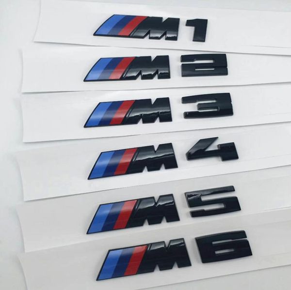 3D Glossy Black M1 M2 M3 M4 M5 X3M Chrom Emblem Car Styling Fender Trunk Badge Logo Aufkleber für BMW E46 E90 Autozubehör2035129