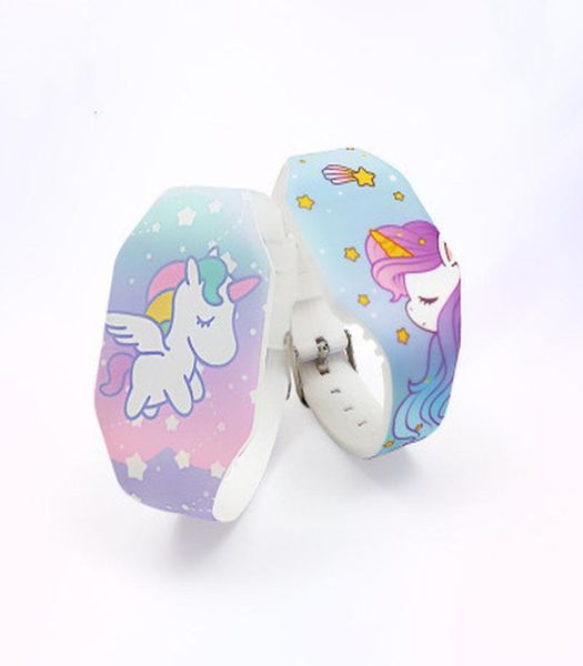 NachtreflexionNew Luminous Einhorn Kinder Uhren für Mädchen Ozean World Led Watch Kinderstudent Elektronische Uhr Reloj Infant1676729