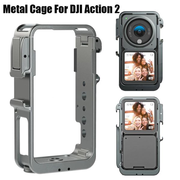 DJI Action 2 Kamera Metal Kafesi 2 DJI Action OSMO 2 Kamera Aksesuarları için Sıcak Ayakkabı Arayüzü ile Kamera Vücut Koruma Çerçevesi