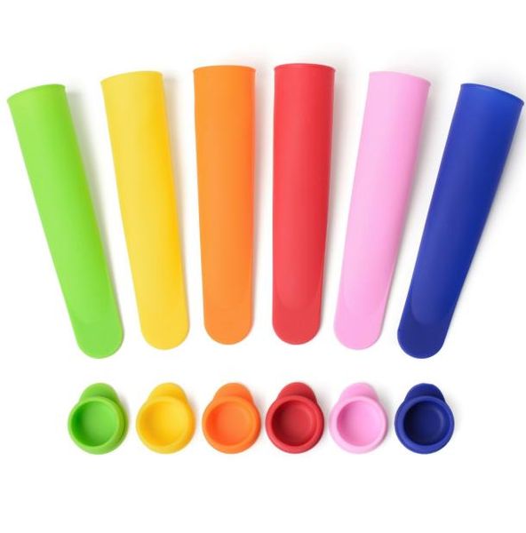 6 Color DIY Silicone Sorvere congelado molde de picolé velho com capa Ferramentas de cozinha alimentos Crianças de gelo fabricante moles DH04024353590