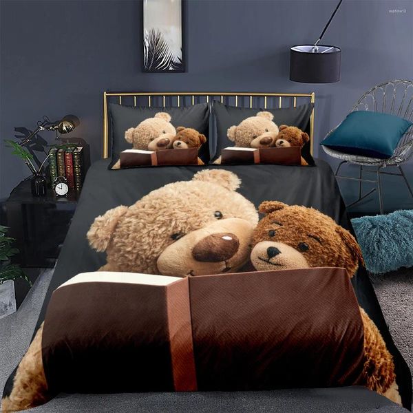 Bettwäsche Sets Cartoon Teddybär Quilt Cover 3D Druck Kinder Erwachsene dreiteils einfaches Bett Set schön