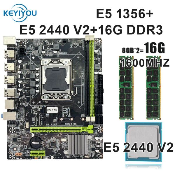 Placas -mãe X79 E5 1356 Placa -mãe LGA 1356 Kit CPU Intel Xeon E5 2450 V2 16GB 1600MHz RecC Ram Motherboard Processor and Memory X79 Kit