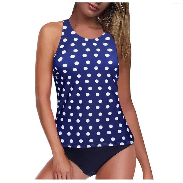 Swimwear femminile 2024 Donne Fashion Stampa vintage Strappy Tankini Set da bagno da bagno a due pezzi Casice per le vacanze in spiaggia casual