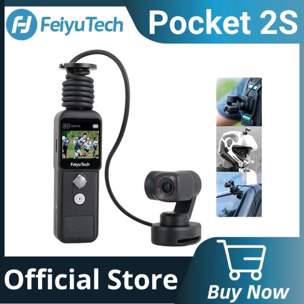 Камеры Feiyutech Offcial Pocket 2S 3 -AXIS GIMBAL 4K -камера Дизайн камера Магнитное основание 1 / 2,5 -дюймовое датчик 130 ° Поле вида Ultra HD