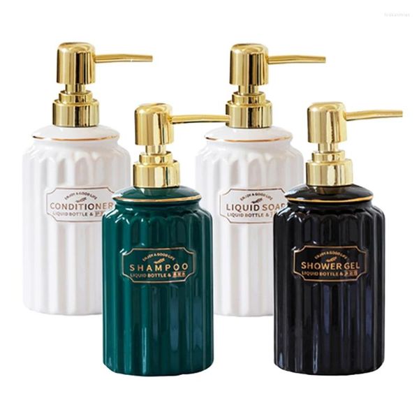 Sıvı Sabun Dispenser Şampuan ve Duş Seramikleri İçin 350ml El Sanatizör Boş Pompa Biberon Banyo Konteynerleri Dispensers Set