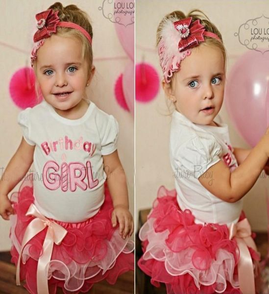 Baby Girls Birthday Party Layered Ribbon Bow Tutu Rock Outfits Kinder Mädchen Brief T -Shirt Anzüge Kuchen Set Kleidung 16Y8800265
