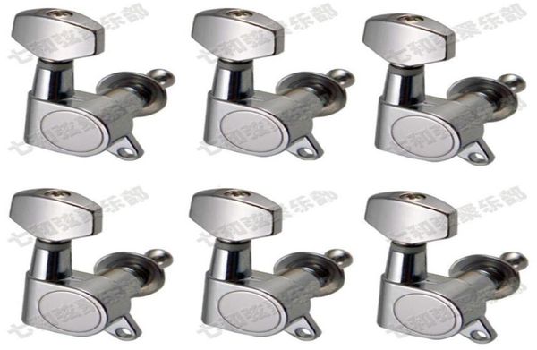 Silber 6r E -Gitarrenstrings Knopf Tuning Pegs Keys Tuner Machine Heads Gitarre Teile Musikinstrumente Zubehör1302905