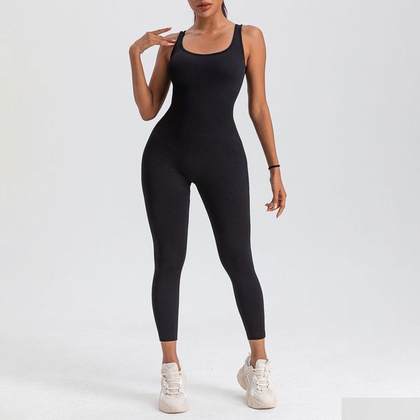 Mulheres Leggings Women Workoutletless Mumpsuit Yoga ioga corpora Bodycon One Piece Pescoço Romper GP12 Drop Datch Apparel Clothing Dhjnx