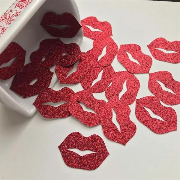 Partydekoration 100pcs Glitzer Red Lippen Konfetti Bachelorette Single Hochzeit Valentinstag Table Vorräte