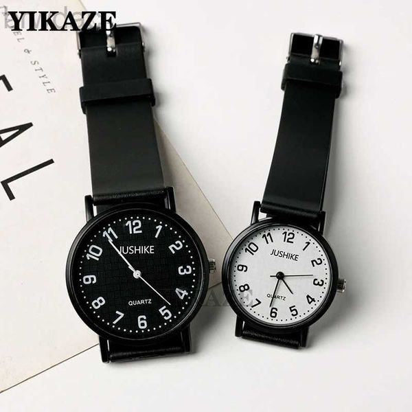 Relógios femininos Simples Black White Quartz Watches Women Women Minimalist Design Silicone Strap Wristwatch Big Dial Dial Fashion Creative Watch Presente 240409