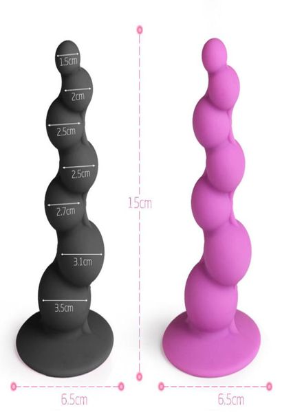 Design a forma di uva Silicone Dildo Penis GSPOT stimola le perle di dislocazione della spina anale ano giocattoli sessuali anali 2 colori per uomini adulti Wom8412676