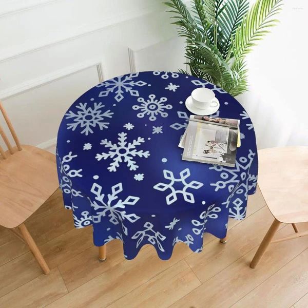 Panno da tavolo bianca figo di neve tovaglia stampato blu round per soggiorno coperchio da pranzo design decorazione