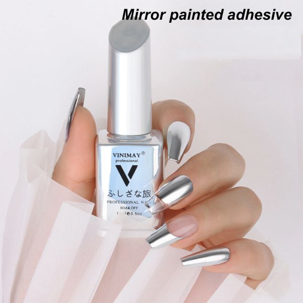 LIQUIDOS METAL METAL Mirror Clue Silver Gel Polish Pilleg Nail Diy Arte Desenho de Corra Linha de Flor Manicure Acessórios Nail Art Shop Ponto de unha Charms