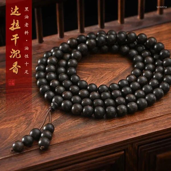 Strand Daragan aloes a mano olio nero olio vecchio materiale buddha perline di rosario bracciale da donna in braccio