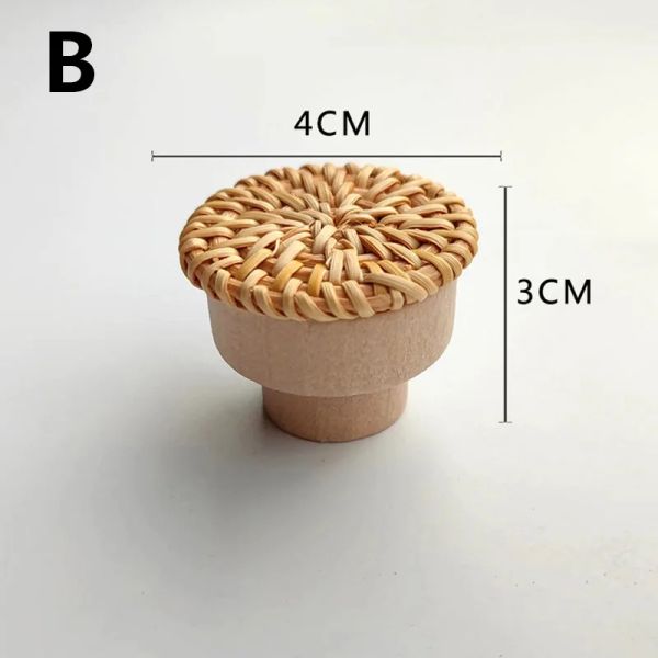 Holzgriffe Buche Rattan Schubladenknöpfe runde Garderobe Griff Küchenschrank Türgriff Kommode Zieh Möbelhardware