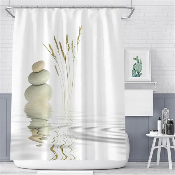 Cortinas de chuveiro Impressão digital Design moderno tecido de poliéster lavável com ganchos incluídos cortina 120x200cm extra longa
