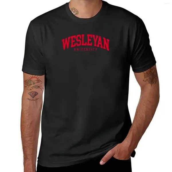 Polos maschile Wesleyan University - T -shirt curvo di carattere universitario Blanks Boys Whites Abbigliamento da uomo