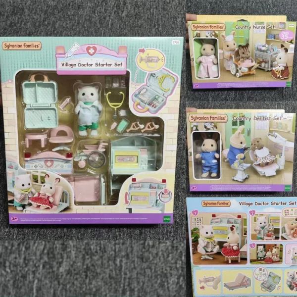 Famílias Sylvanianas originais Vila Doctor Starter Set Small Clinic Series Dentista Florestal e Doctor Rural para iniciantes Set Toys