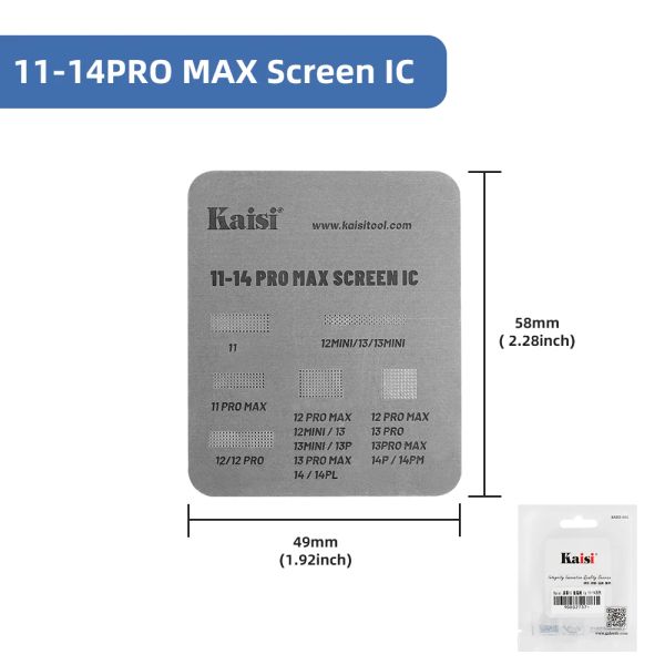 Cabo de tela Kaisi LCD IC IC BGA REBALLING KIT DE STÊNCIL TINHO PARA IPHONE 14 13 12 11 Série Compresa de lata de lata de aço Rede de aço