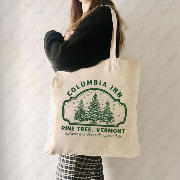 SAGGI SHOIN COLUMBIA INN MOTORE TOTE BAG PINE TRUE CANVAS VERMONT SHOCHI DI AGGIUNTO DONNA PER VIAGGI GIORNALI