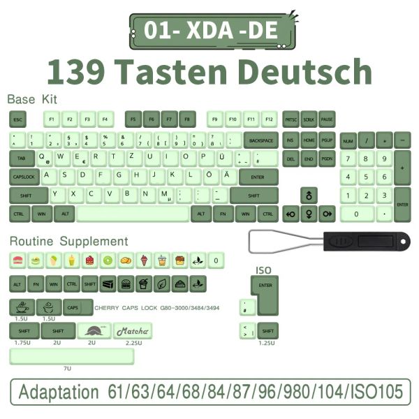 Аксессуары 140 клавиш PBT -клавиши xda Profile ISO Layout German Caps Caps для вишневой MX Механическая клавиатура