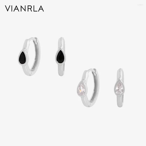 Brincos de argola Vianrla 18k brinco de ouro 925 Jóias de prata esterlina Onyx White Fashion Feminino Laser Feminino Logo