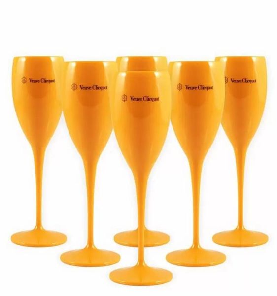 Moet Cups Akrilik Kırılamaz Şampanya Şampiyonu 6pcs Turuncu Plastik Şampanya Flütleri Akrilikler Parti Wineglass Moets Chandon 4083400