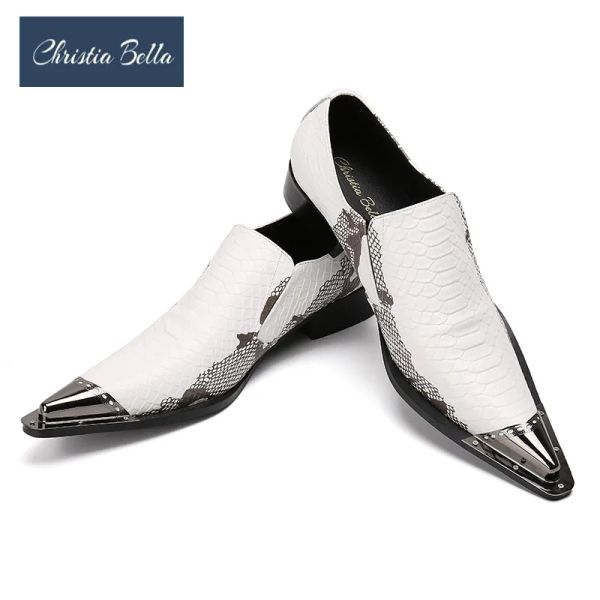 Stiefel Christia Bella Plus Size Men Flats Oxfords brandneue Business -Party -Kleiderschuhe weiße Mode echte Lederschuhe für Männer